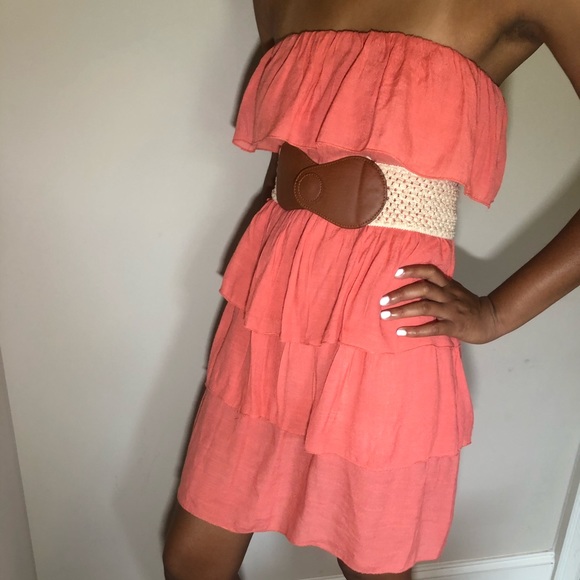 STRAPLESS ORANGE DRESS - Picture 2 of 6